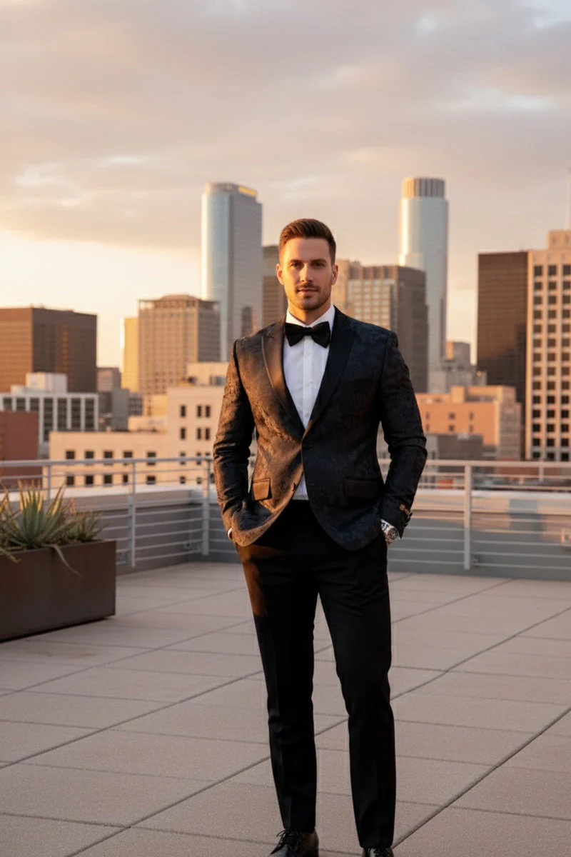 "Amsterdam" Black Tuxedo Jacket - Image 7