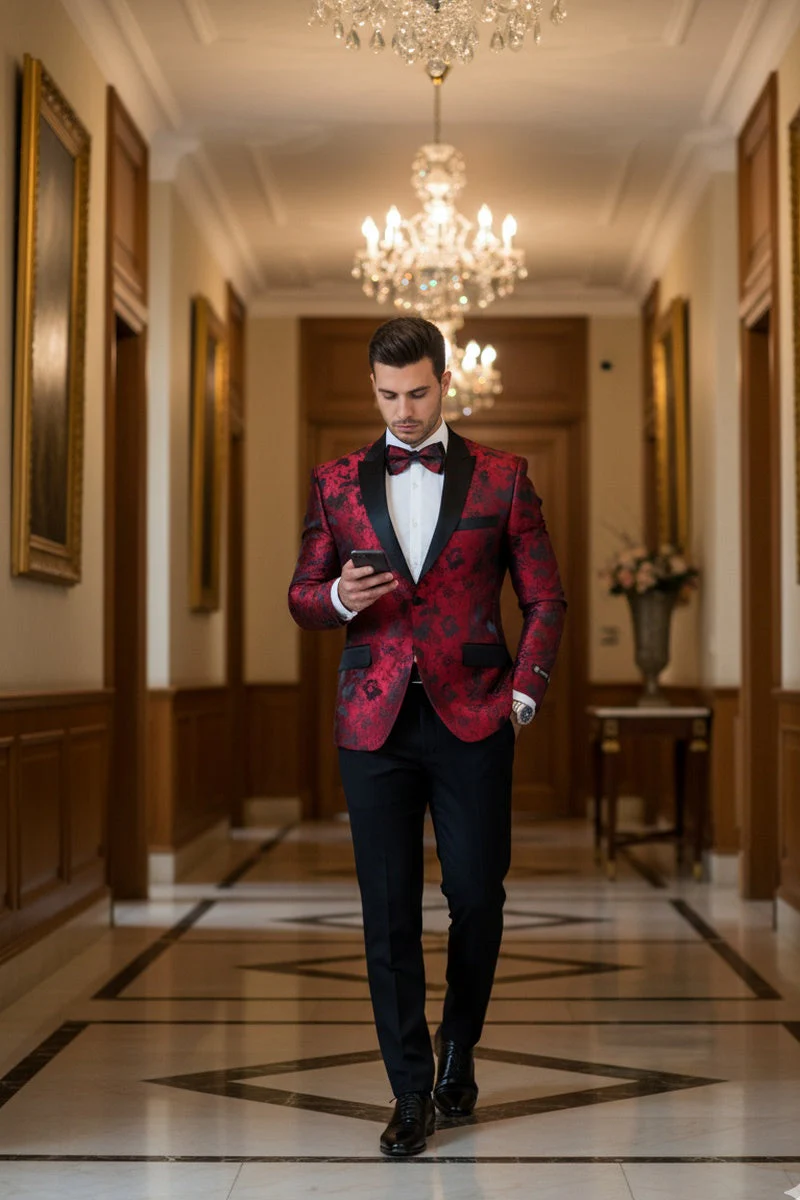"Amsterdam" Red Tuxedo Jacket - Image 8