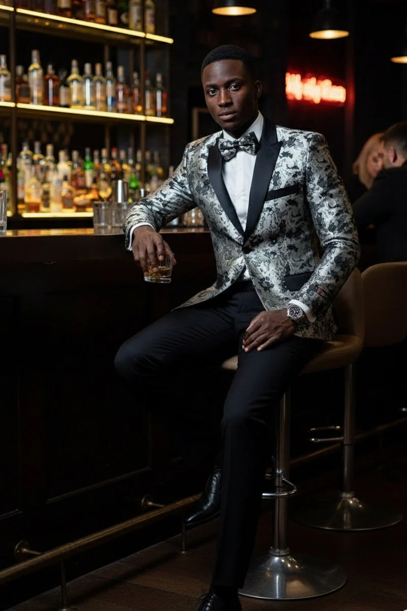 "Amsterdam" Silver Tuxedo Jacket - Image 7