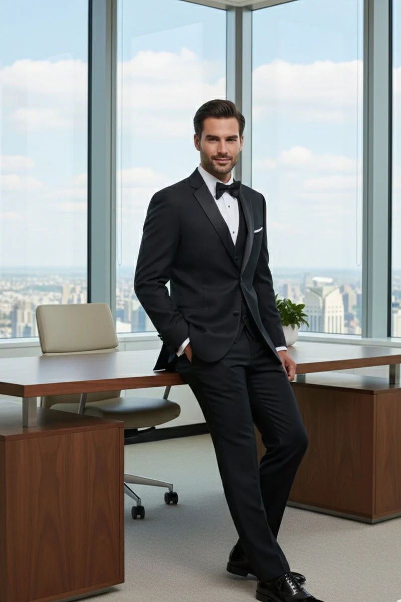 "Kingston" Black Tuxedo Jacket (Separates) - Image 12