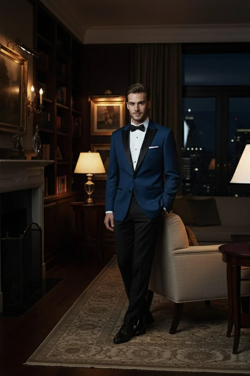 "Vermont" Indigo Blue Tuxedo Jacket (Separates) - Image 12